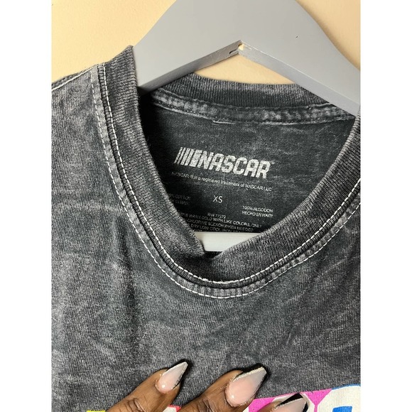 Nascar Racing Graphic Tee Shirt Sz XS Acid Wash Short Sleeve Top - Picture 3 of 5